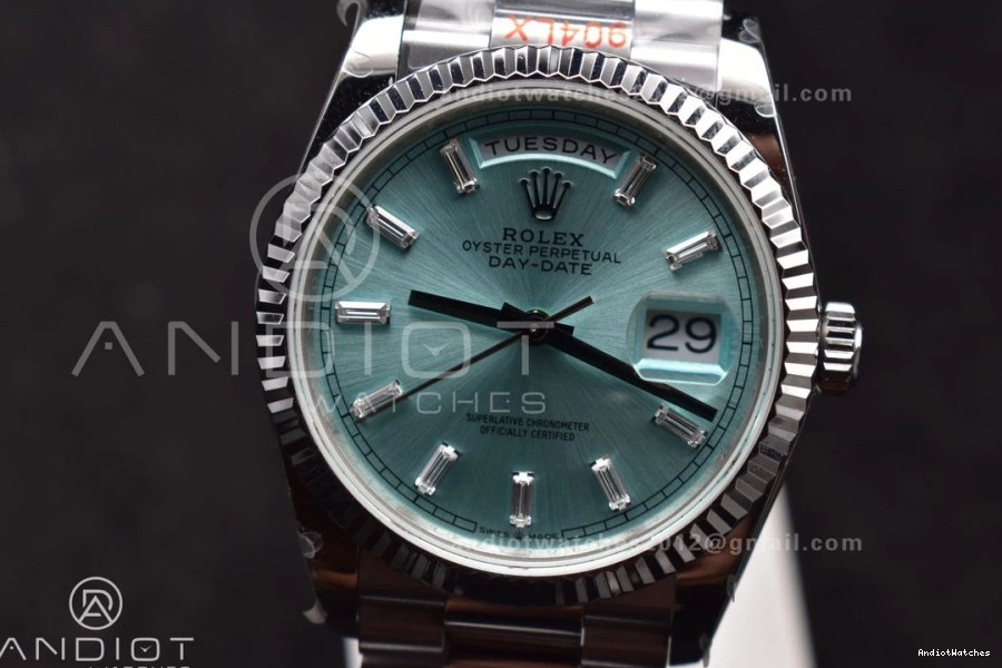 V5 vr3255 QF with Light (Gain Steel Weight) Diamond Bracelet 904L on Blue SS President Best 36 Edition Stick DayDate 682 NewStyle Dial 0426